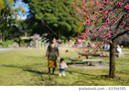 父母和孩子在早春公園漫步 父母和孩子在早春公園漫步 63394395