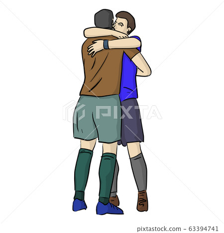 soccer or football players are celebrating goal 63394741