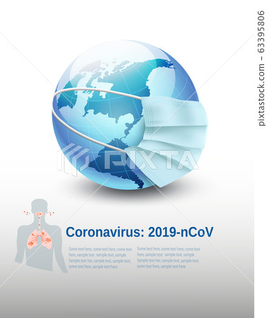 Coronavirus, COVID-19, Earth globe wearing Coronavirus, COVID-19, Earth globe wearing 63395806