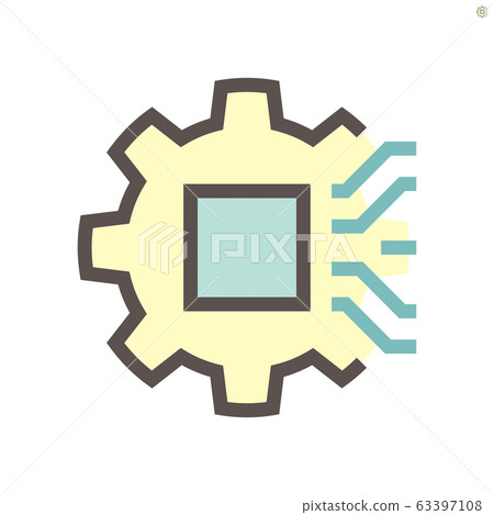 Computer chip processor technology and gear shape Computer chip processor technology and gear shape 63397108