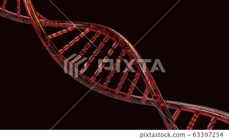 The red Dna 3d rendering on black background for science content. The red Dna 3d rendering on black background for science content. 63397254