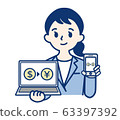 Business woman OL woman dollar yen FX computer smartphone 63397392