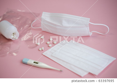 Mask thermometer medicine infectious disease pink 63397695