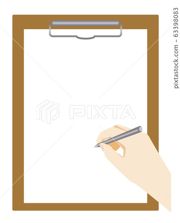 手握筆和剪貼板刷的插圖|文具和文具|商業用途 63398083
