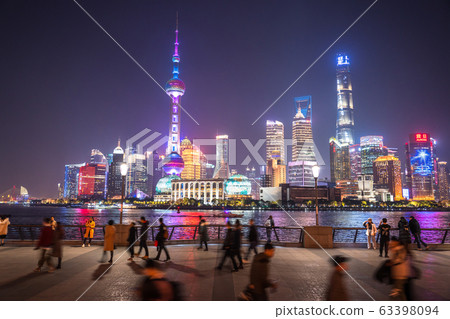 <<Shanghai>> Night view of the Bund, Skyscraper of Rikukashi <<Shanghai>> Night view of the Bund, Skyscraper of Rikukashi 63398094