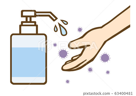 Alcohol disinfection of hands 63400481