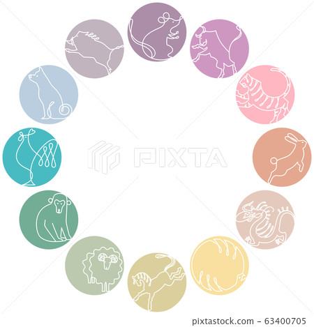 Zodiac line drawing circular shape color 63400705