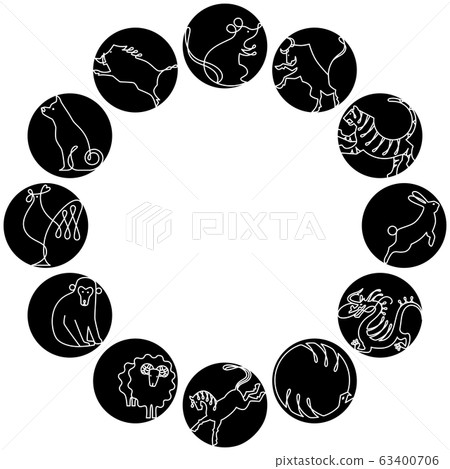 Zodiac line drawing circular circle inversion 63400706
