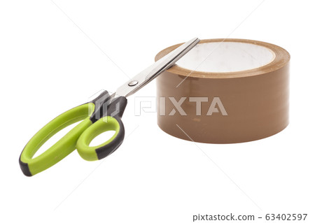 Scissors And Roll Of Duct Tape isolated on white Scissors And Roll Of Duct Tape isolated on white 63402597