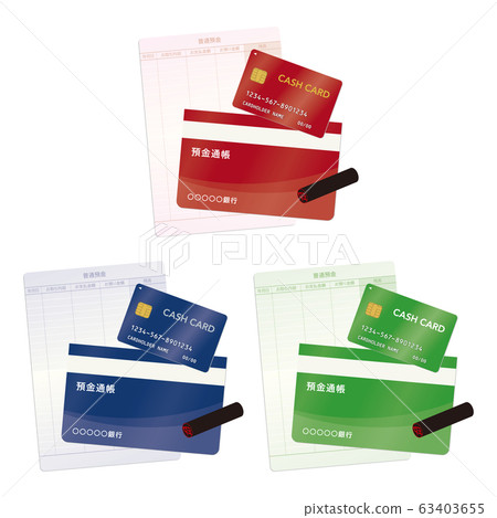 矢量插圖集的存摺，印章和現金卡 63403655