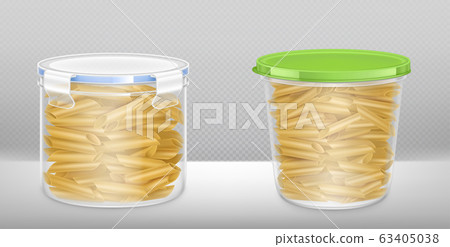 Clear plastic bucket front and top view 63405038