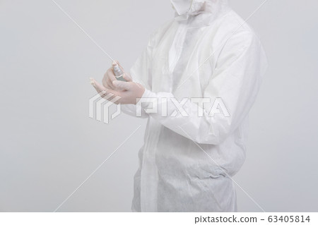 man scientist wearing biological protective 63405814