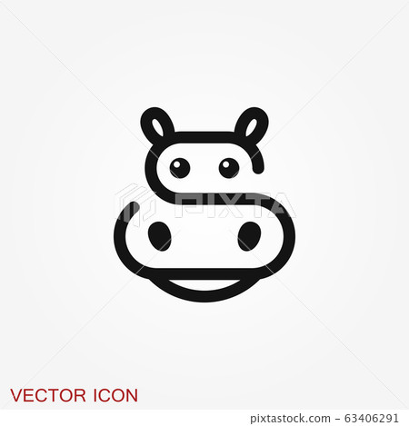 Hippopotamus icon vector, flat icons of african Hippopotamus icon vector, flat icons of african 63406291