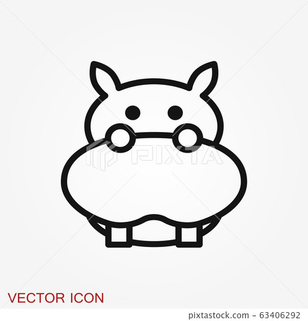 Hippopotamus icon vector, flat icons of african Hippopotamus icon vector, flat icons of african 63406292