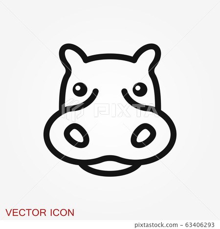 Hippopotamus icon vector, flat icons of african 63406293