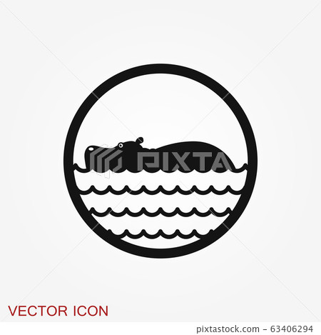 Hippopotamus icon vector, flat icons of african Hippopotamus icon vector, flat icons of african 63406294