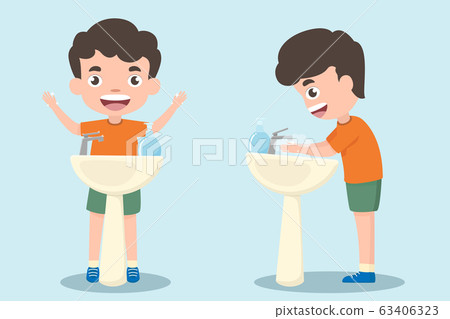 Children are hands washing. children standing at Children are hands washing. children standing at 63406323