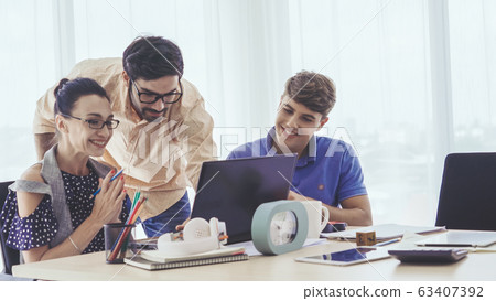 Group meeting of creative business people office. 63407392