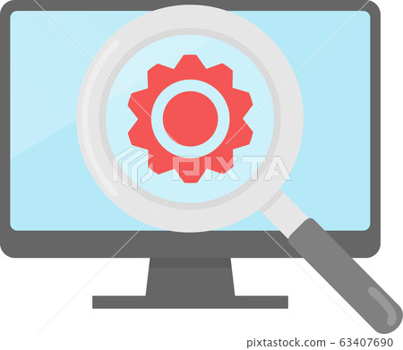 Search mark, magnifying glass and computer 63407690