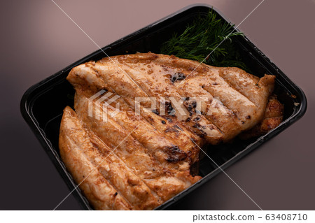 Meat steak portion high angle view 63408710