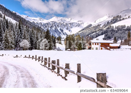 Winter snow village in Austrian Alps, Austria Winter snow village in Austrian Alps, Austria 63409064