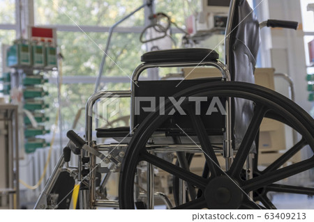 Wheelchair in intensive care unit in hospital Wheelchair in intensive care unit in hospital 63409213