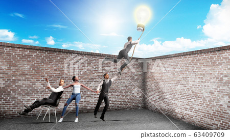Concept of a successful team idea A light bulb Concept of a successful team idea A light bulb 63409709