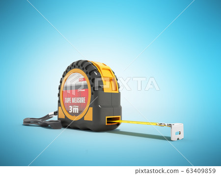 Construction roulette 3d render on blue background Construction roulette 3d render on blue background 63409859