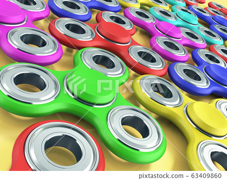 Hand Spiners 3d render on yellow background Hand Spiners 3d render on yellow background 63409860