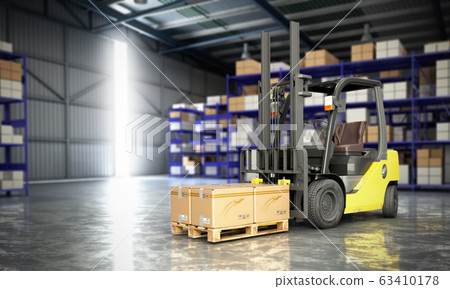 Concept of warehouse The forklift in the big 63410178