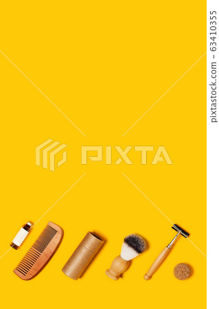 Reusable accessories on color background. 63410355