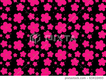 pink flowers seamless pattern on black background - Stock Illustration ...