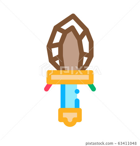 Stone Sacrifice Knife Vector Outline Illustration 63411048