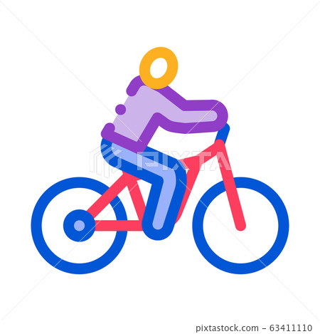 Man on Bicycle Icon Vector Outline Illustration 63411110