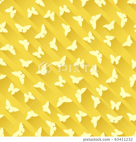 Seamless yellow background with butterflies. 63411232
