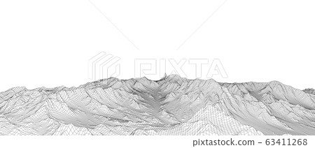 Abstract 3d wire-frame landscape. Blueprint style Abstract 3d wire-frame landscape. Blueprint style 63411268