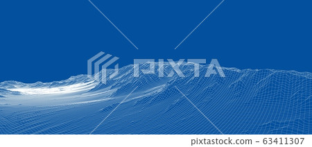 Abstract 3d wire-frame landscape. Blueprint style - Stock Illustration ...