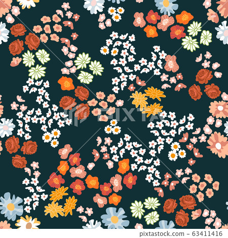 Trendy fabric pattern with miniature flowers. 63411416