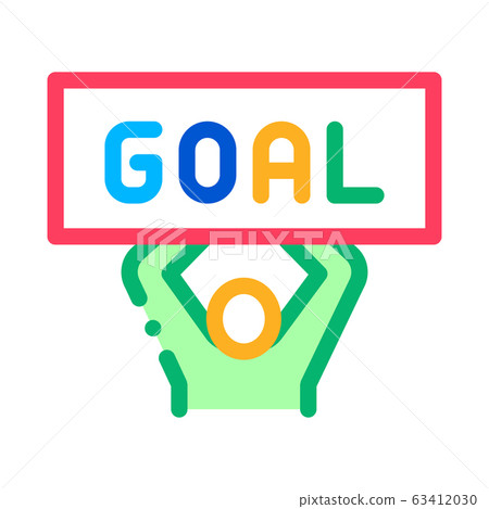 Man with Sign Goal Vector Outline Illustration-插圖素材 [63412030] - PIXTA圖庫