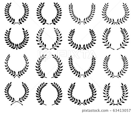 Black silhouettes of laurel wreaths on a white background Black silhouettes of laurel wreaths on a white background 63413057