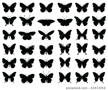 Silhouettes of butterflies on a white background Silhouettes of butterflies on a white background 63413058