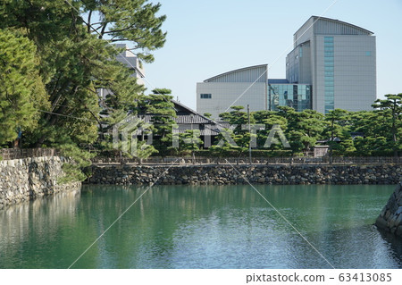 [100 Fine Castles of Japan] Takamatsu Castle Mizubori and Kagawa Prefectural Museum Takamatsu City, Kagawa Prefecture 63413085
