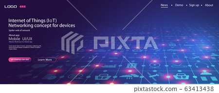 Internet, communication, travel, computer and kinds of technology for smart city conceptual. Internet of things icon innovation technology concept. Smart city wireless communication network IOT, ICT 63413438