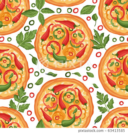 Chilli pepper pizza vector illustration - Stock Illustration [63413585 ...