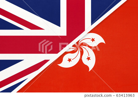 United Kingdom vs Hong Kong national flag from textile 63413963