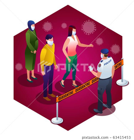 Coronavirus Quarantine Area illustration isometric icons on isolated  63415453