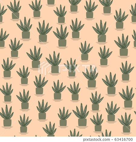 Cute cactus in pot seamless pattern. Vector Cute cactus in pot seamless pattern. Vector 63416700