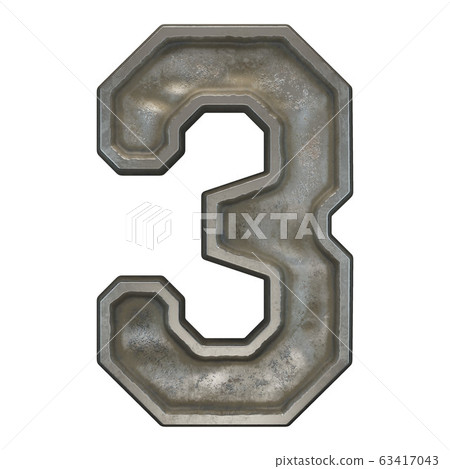 Industrial metal number 3 on white background 3d - Stock Illustration ...