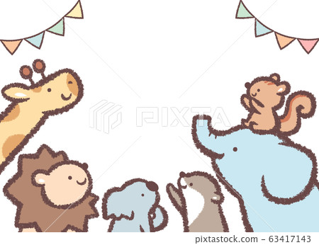 動物仰望國旗框架 動物仰望國旗框架 63417143