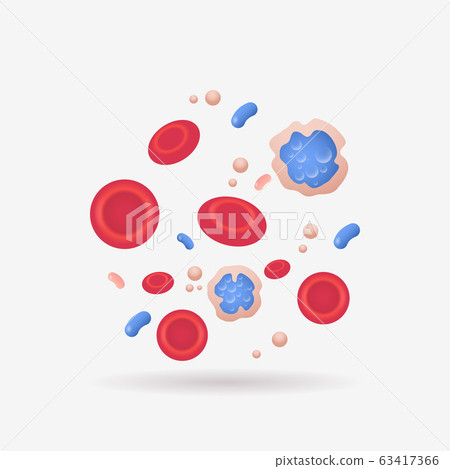 red and blue vein blood cells anatomy human vascular system leukocytes erythrocytes platelets icon biology medicine concept flat 63417366
